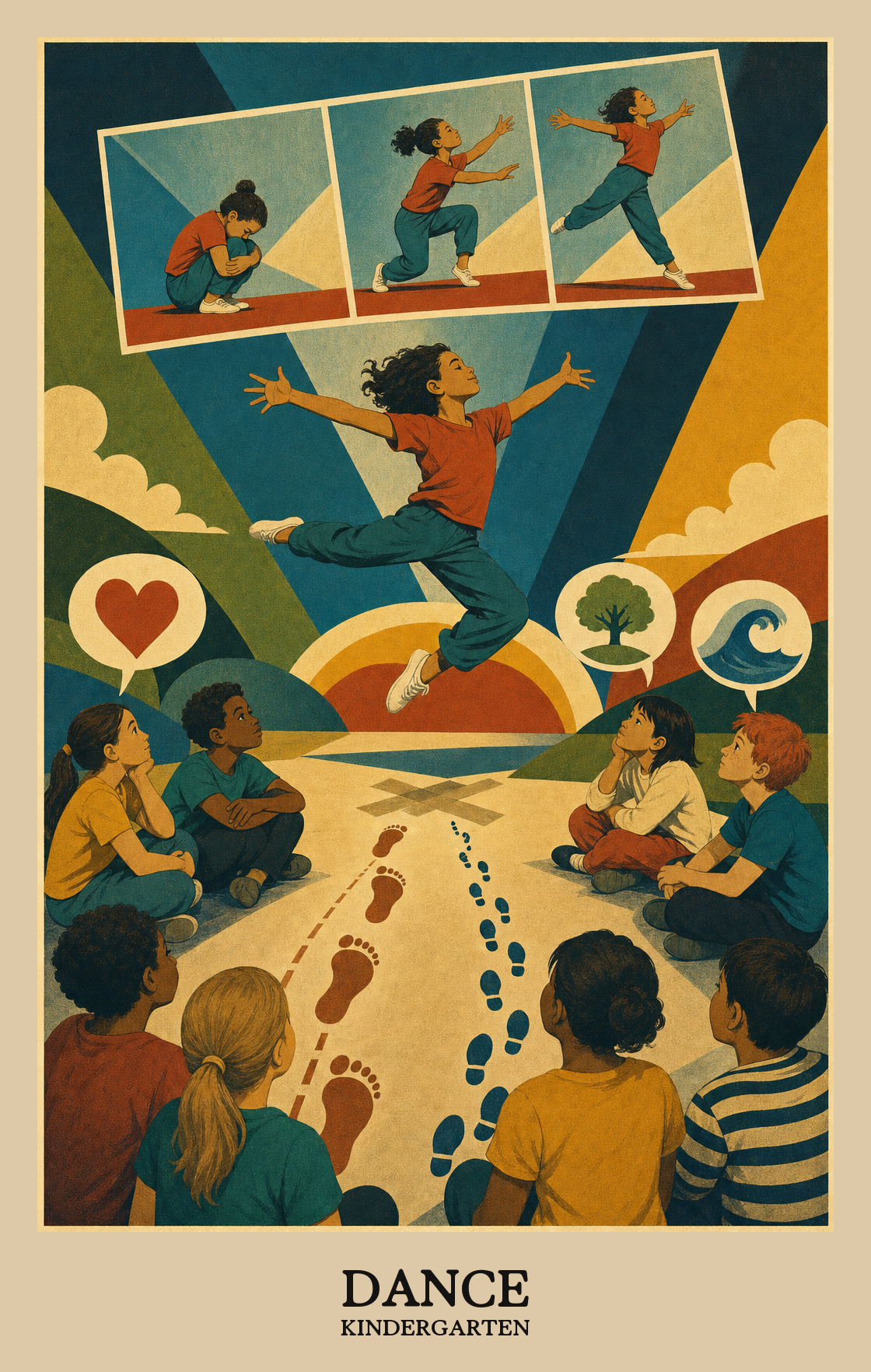 Illustration of what students learn in Kindergarten Arts: Dance